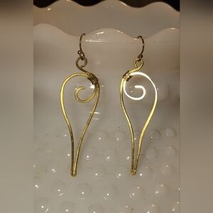 Handmade Elegant Wire Wrapped Gold Swirl Earrings